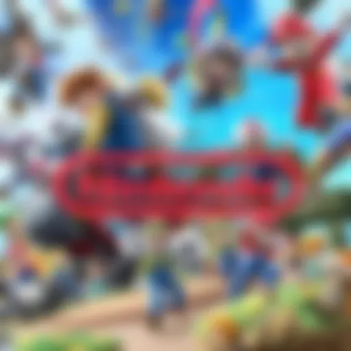 Nintendo logo displayed prominently with a colorful gaming background featuring characters and gameplay scenes