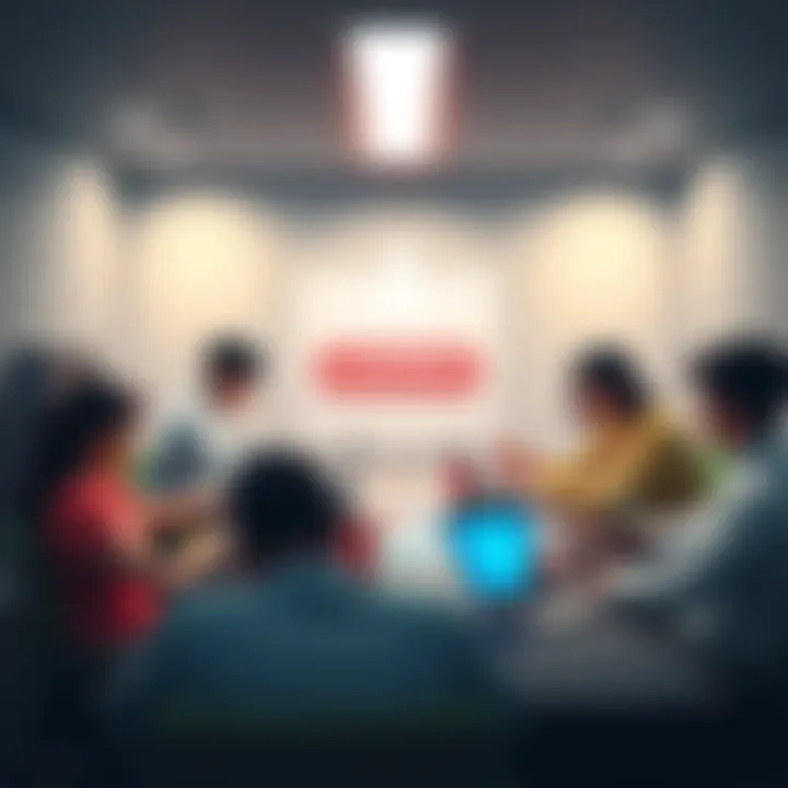 Nintendo employees discussing strategies with papers and laptops in a meeting room