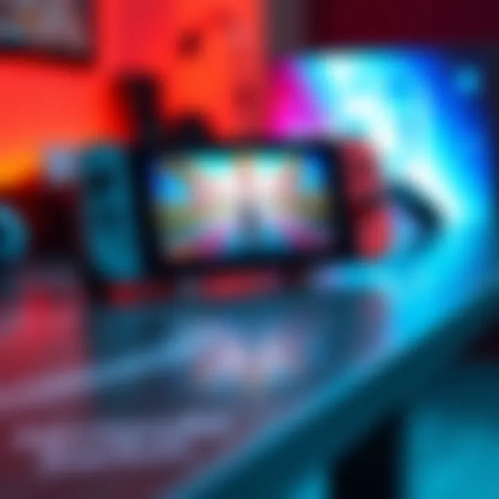 A Nintendo Switch 2 console displayed on a table with a vibrant screen showing exciting gameplay