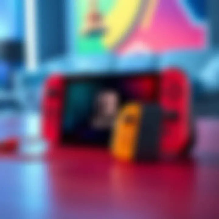 Nintendo Switch 2 console with colorful Joy-Con controllers on display