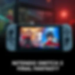 A Nintendo Switch 2 console alongside visuals from Final Fantasy 7 Part 3, showcasing vibrant characters and epic scenes.