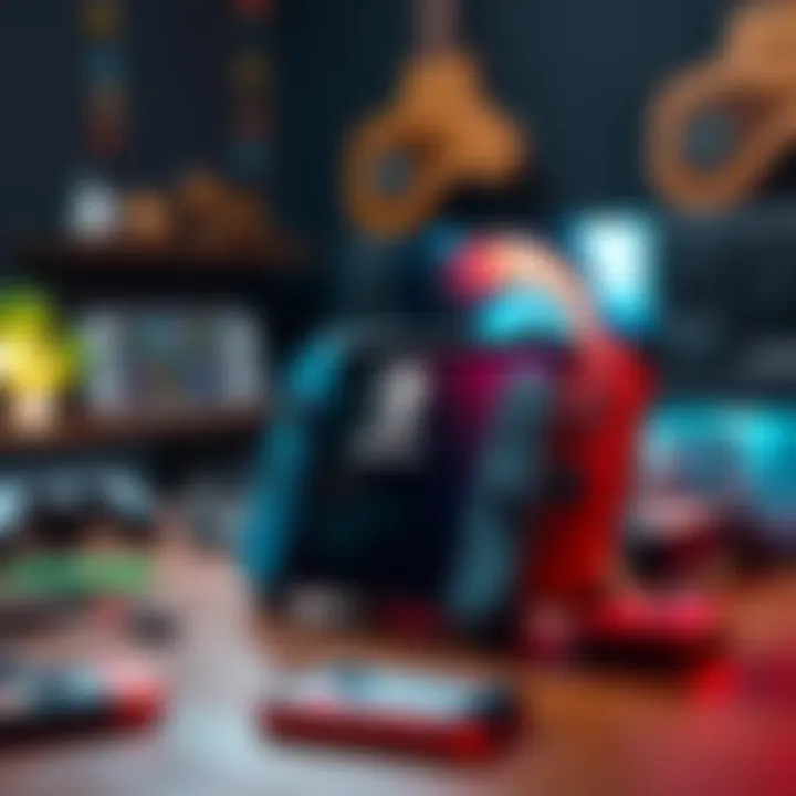 Nintendo Switch 2 console and controller displayed on a table with video game accessories around it, showcasing its popularity as the fastest selling gaming hardware in the U.S.