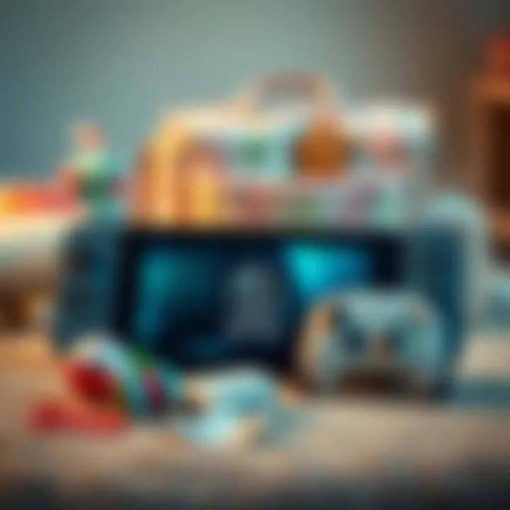 Nintendo Switch 2 with baby items A Nintendo Switch 2 console with baby toys and a diaper bag in the background, showing a balance of gaming and parenthood.