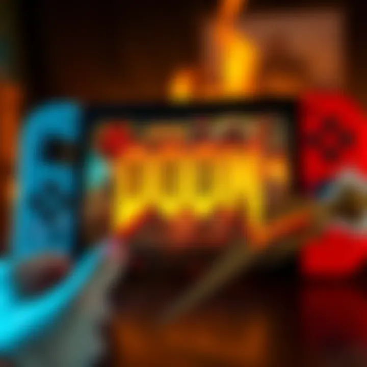 A Nintendo Switch displaying the game Doom, highlighting limited mod options compared to other platforms