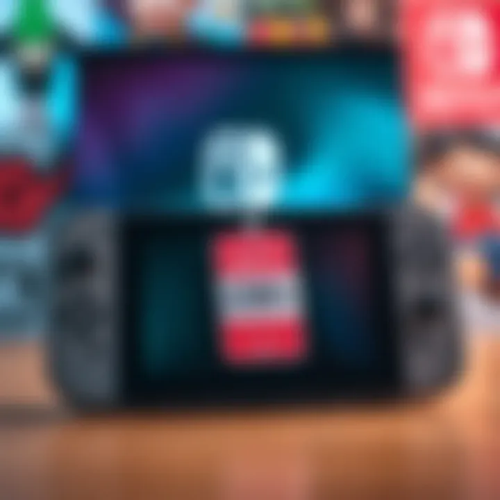 A Nintendo Switch console with a price tag showing an increase, set against a blurred gaming background.