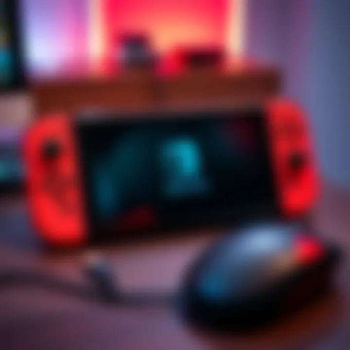 A Nintendo Switch console displayed with a USB keyboard and mouse connected, highlighting compatibility issues.