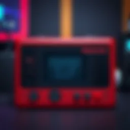 Nintendo Virtual Boy classic system A Nintendo Virtual Boy gaming console with its unique red and black design, showcasing retro gaming nostalgia