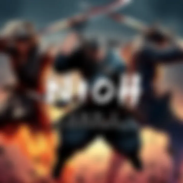 Characters from Nioh 1 and 2 battling, showcasing their combat styles and weapons