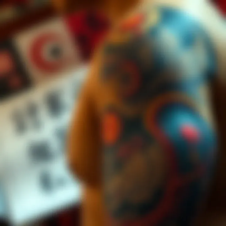 Nioh Tattoo Design A detailed Nioh tattoo showcasing Japanese cultural symbols and mythical creatures on a person's arm