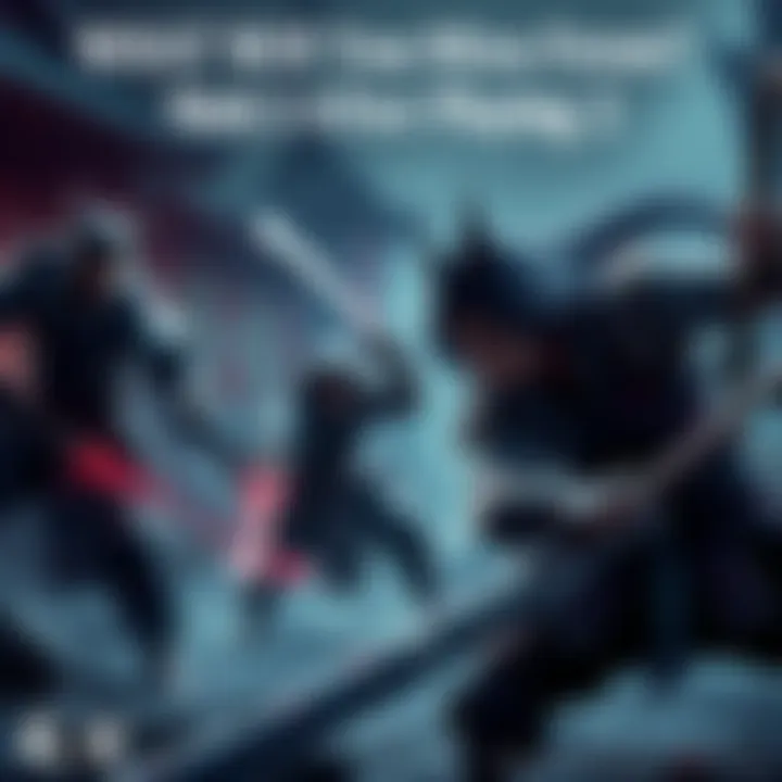 Nioh 2 characters in an intense battle scene, showing their weapons and skills, with a backdrop of a dark fantasy environment.