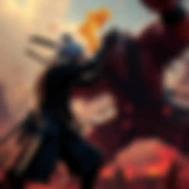 A character in Nioh 3 executing an assassination animation on a large enemy in a dramatic fight scene.