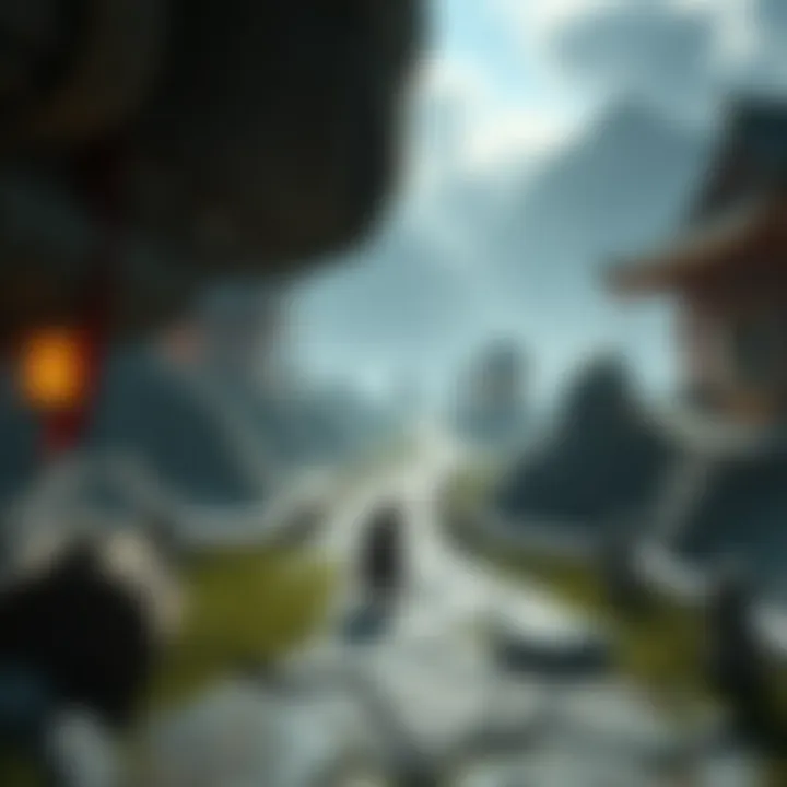 A character exploring a detailed environment with open zones and linear paths, showcasing Metroidvania elements in Nioh 3.