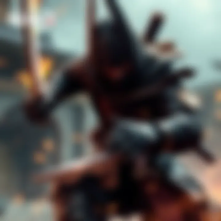 A character in Nioh 3 using stealth in Ninja mode, showcasing quick movements and combat techniques without stance changes.