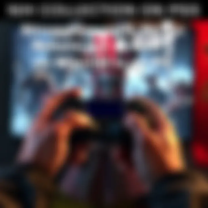 A player holding a PS5 controller focused on the Nioh game screen, showing intense combat action with samurai and demons.