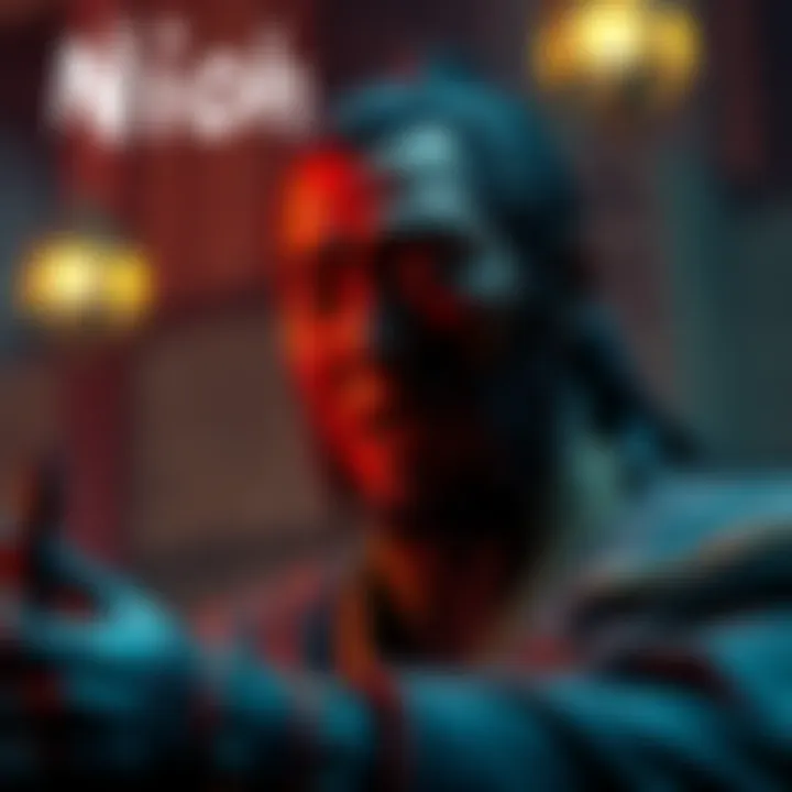 A character from the Nioh game speaking with subtitles on screen, showcasing English voice acting quality.