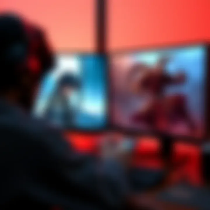 An avid gamer analyzing gameplay footage of Nioh 1 and Elden Ring on a computer screen