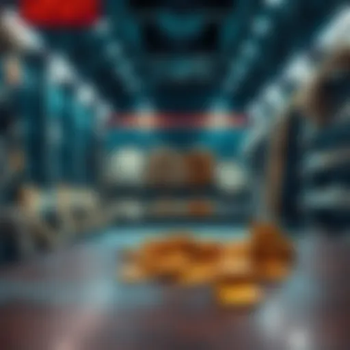 A display showing empty racks where animal skins are usually found, with gold coins placed prominently on a table, signaling the season's end.