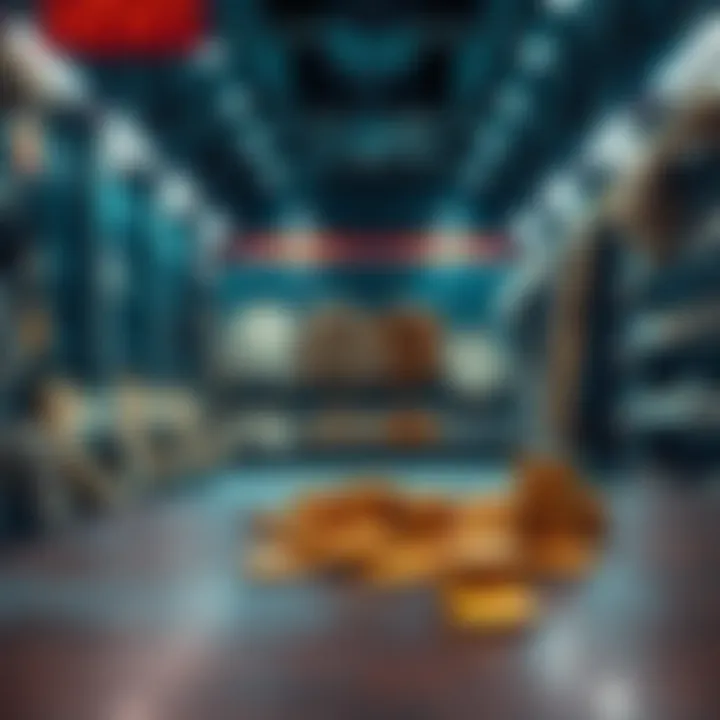 No Animal Skins Available A display showing empty racks where animal skins are usually found, with gold coins placed prominently on a table, signaling the season's end.