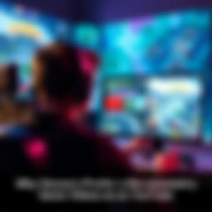 A gamer watching a no-commentary gameplay video on YouTube, focused on the screen with game graphics visible