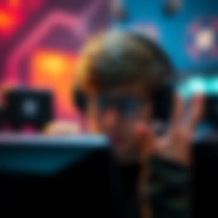 A gamer stressed while playing a game without healer support, showing frustration and determination to succeed.