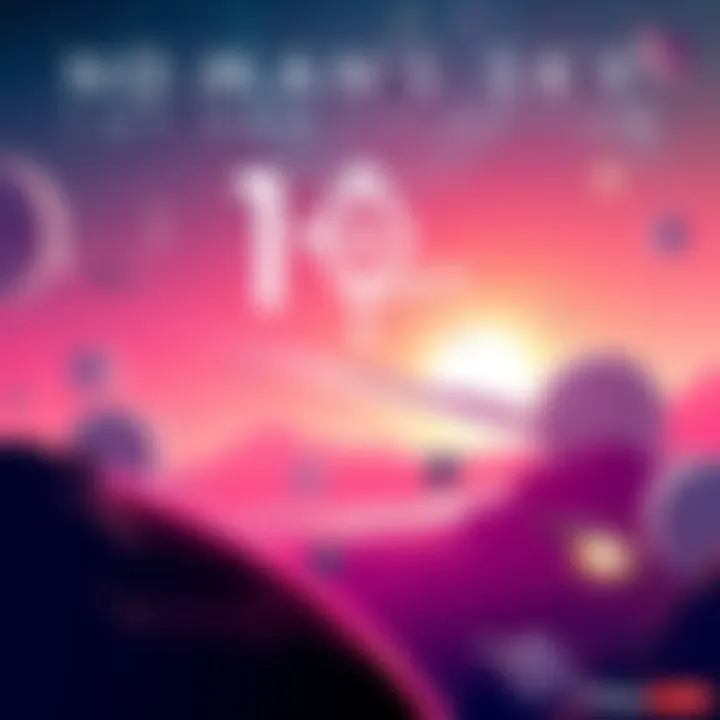 No Man's Sky 10th Anniversary Celebration A vibrant scene showcasing planets and space ships from No Man's Sky, celebrating its 10th anniversary