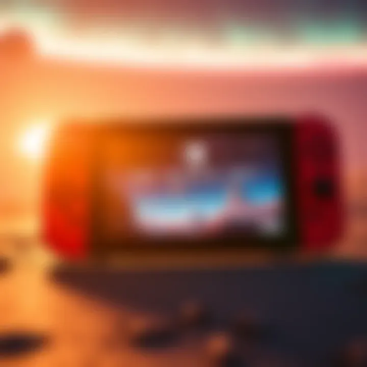 A Nintendo Switch displaying No Man's Sky with vibrant space visuals and new gameplay features.
