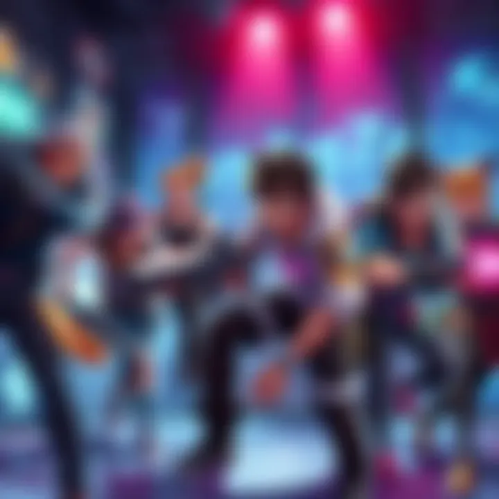 A group of diverse characters showcasing different playstyles in a gaming environment