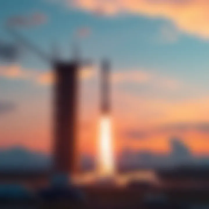 A rocket preparing for launch with a glowing sky in the background, symbolizing the start of the NOCTURNE OP55N2 mission.