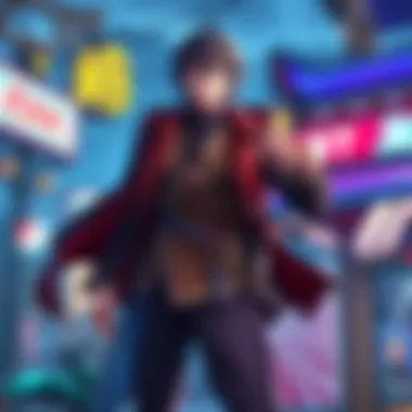Nogami Gensei, a non-playable character, stands heroically in a vibrant gaming environment, showcasing his unique features and attire.