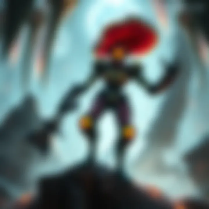 A new fungi-themed Warframe named Nokko, showcasing its unique design and vibrant colors, with a backdrop of a mystical environment.