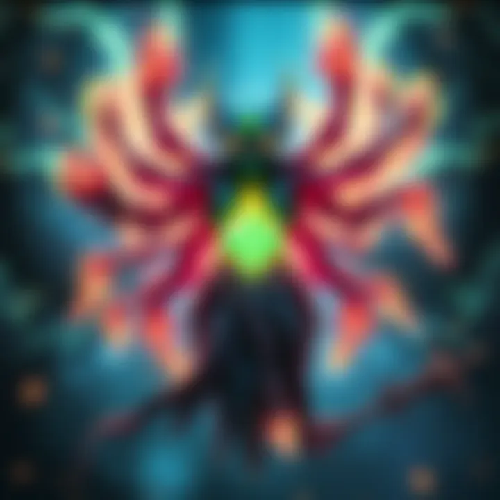A visual representation of the Nokkos Reroot ability interacting with the Arcane Crepuscular perk, showcasing magical effects and shimmering shards in the background.