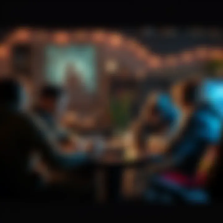 A group of players discussing character traits and backgrounds for roleplay campaigns without combat in a cozy gaming environment.