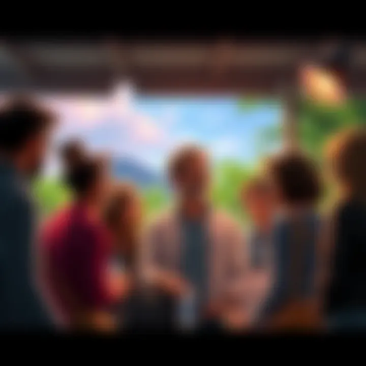 A group of people discussing environmental issues, with one person opposing eco-friendly ideas, representing a non-eco hero in the conversation.