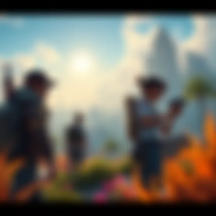 Non-violent AAA Game Characters A scene featuring characters from non-violent AAA games engaging in exploration and dialogue, showcasing vibrant environments and cooperative gameplay