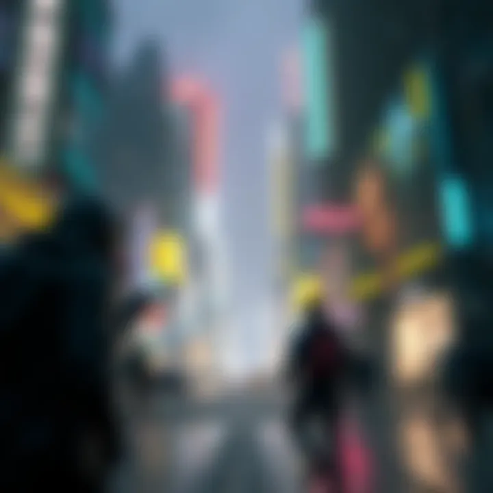 A gamer explores a futuristic city setting in Cyberpunk 2077, showing frustration over forced combat. The scene captures a bustling Night City with neon lights and various characters in the background...