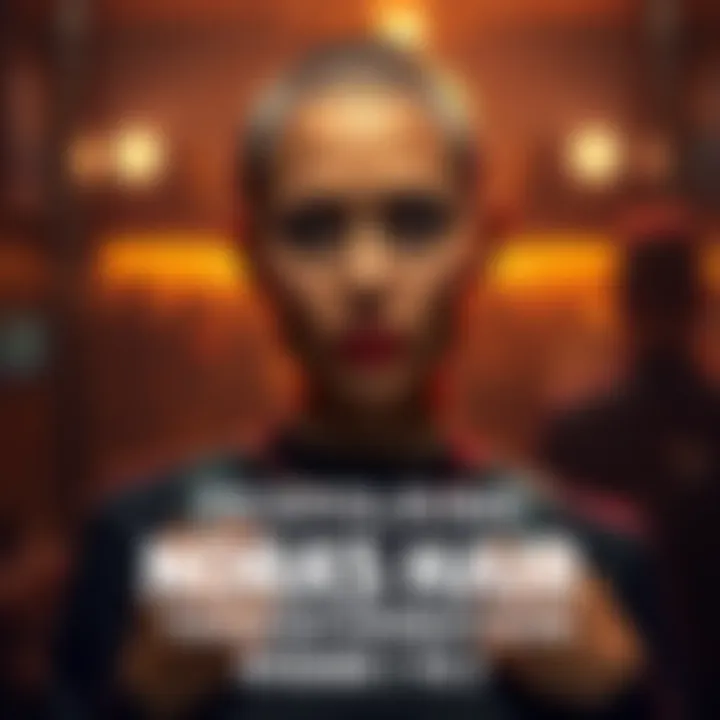 Nora with a shaved head showing her new look in a dramatic scene