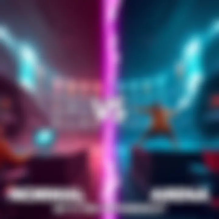 A side-by-side view showing the differences between Normal and Underground Arena gameplay, highlighting tough decks in action.