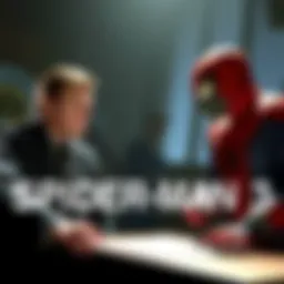 Norman Osborn and Doctor Octopus discussing plans in a dark room, hinting at their villainous roles in Spider-Man 3