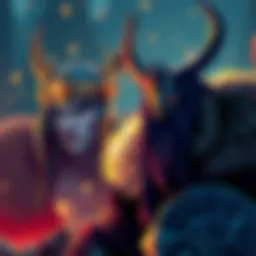 Illustration showing Tyr and Heimdall inspired by Norse mythology in a gaming setting