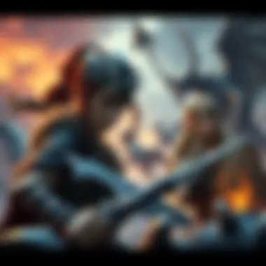 Norse Video Game Characters A striking image featuring Norse mythology characters engaged in battle with mythical creatures, showcasing the appeal of Norse-themed games over Greek ones.