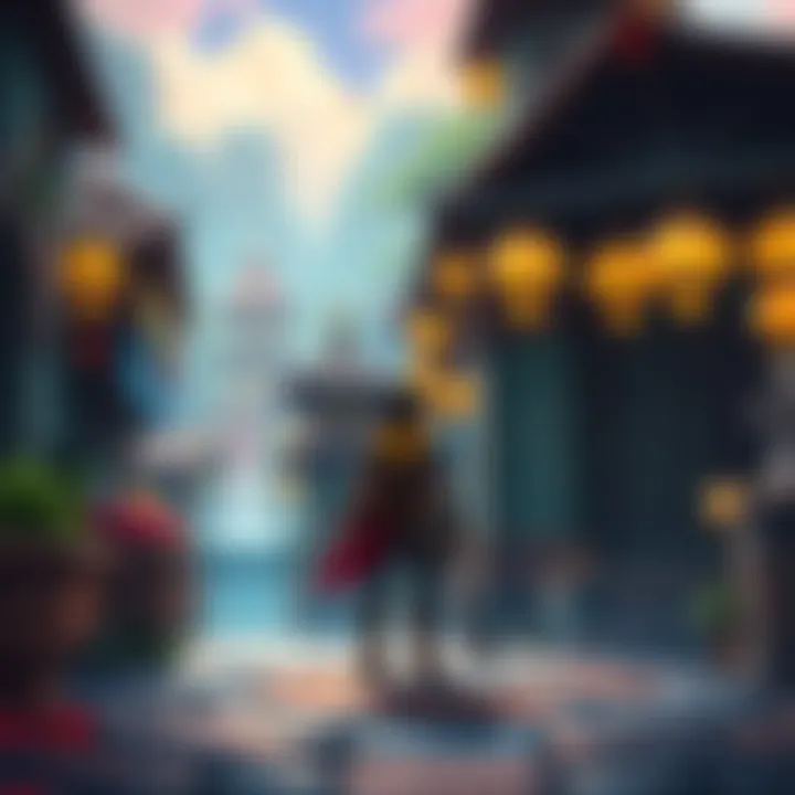 Nostalgaia Game Scene A character standing in a colorful, vibrant world in The Last Hero of Nostalgaia, showcasing the game's unique style.