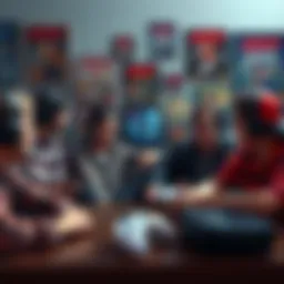 Nostalgic Game Release A group of gamers reminiscing together about classic video games, surrounded by retro game posters and consoles, showing a sense of longing for past experiences.