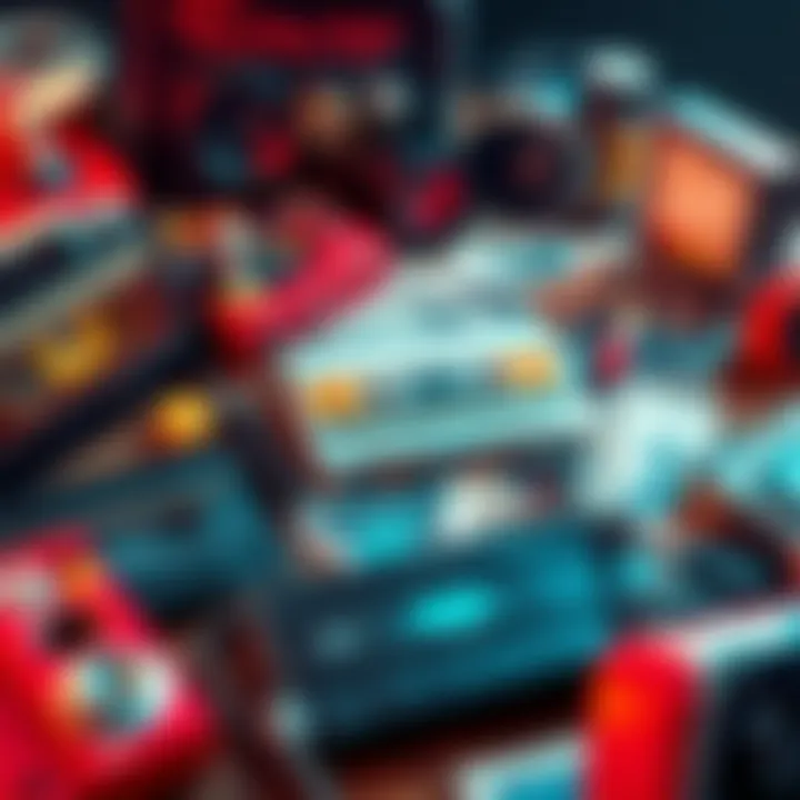 A collection of various nostalgic items like cassette tapes, vintage toys, and old photographs laid out on a table, evoking memories and discussions about the past.