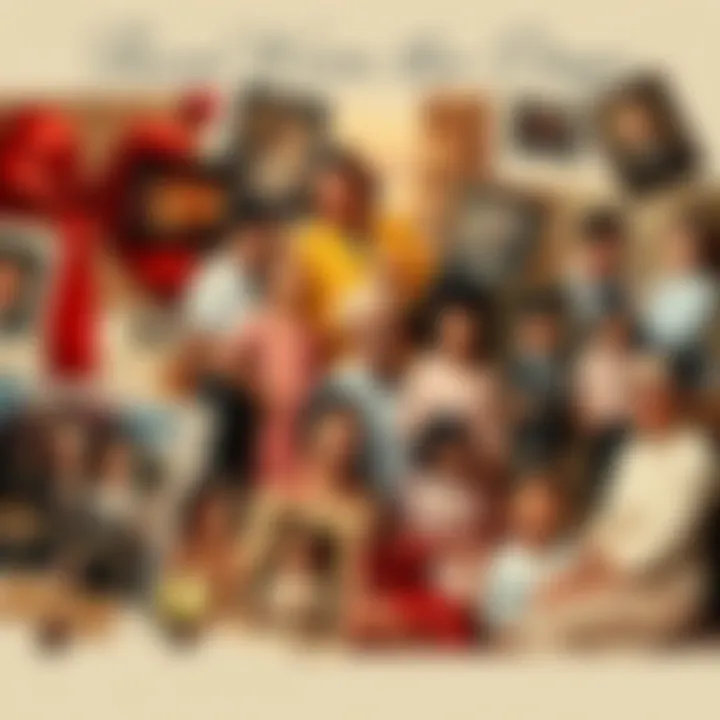A collage of cherished memories from the past, including family gatherings, old photographs, and joyful celebrations.