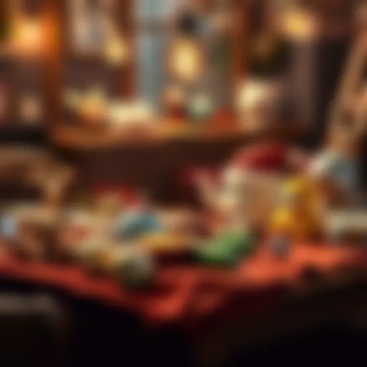 A collection of character-specific seasonal items from past updates arranged on a table, evoking nostalgia and memories of previous events.