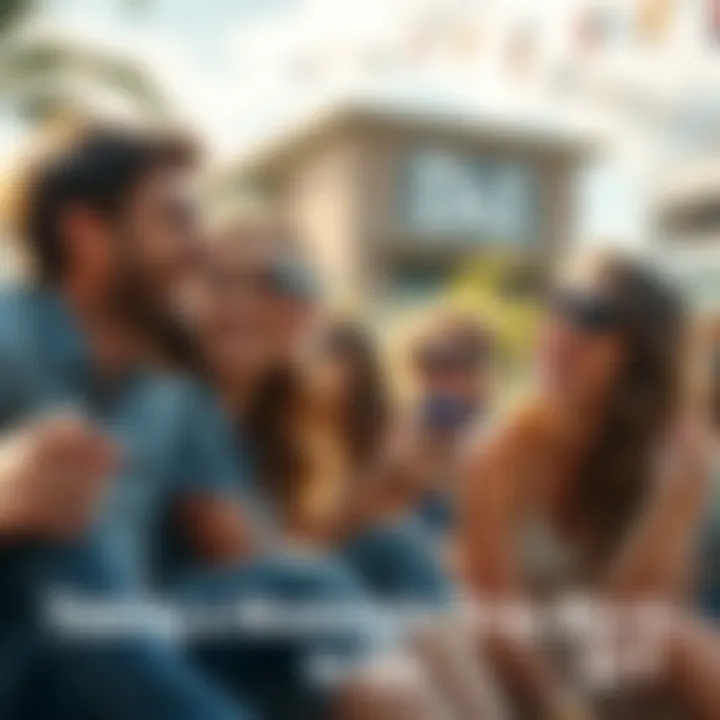 A group of friends enjoying a sunny day at D1, sharing laughs and memories as they revisit their favorite spots.