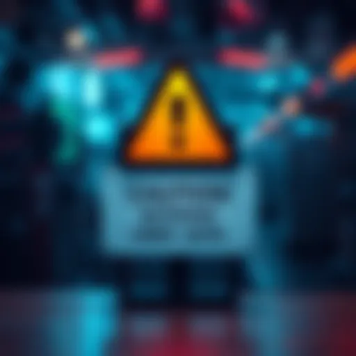 A caution sign with a Notepad logo and a warning about security vulnerabilities from Markdown files