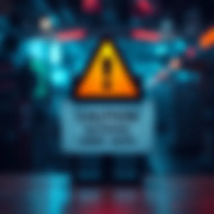 A caution sign with a Notepad logo and a warning about security vulnerabilities from Markdown files