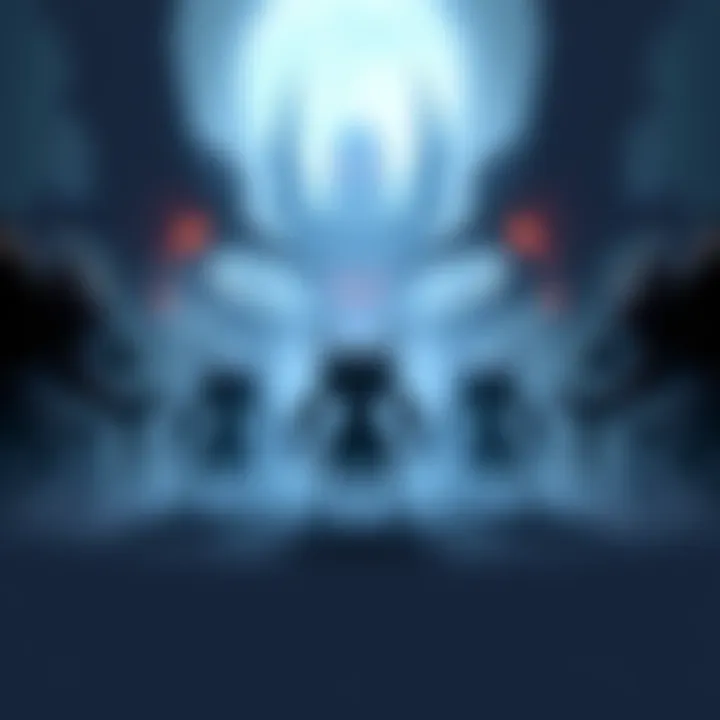 A screenshot highlighting the frustrating design of Nu Udra with black monsters blending into dark backgrounds.