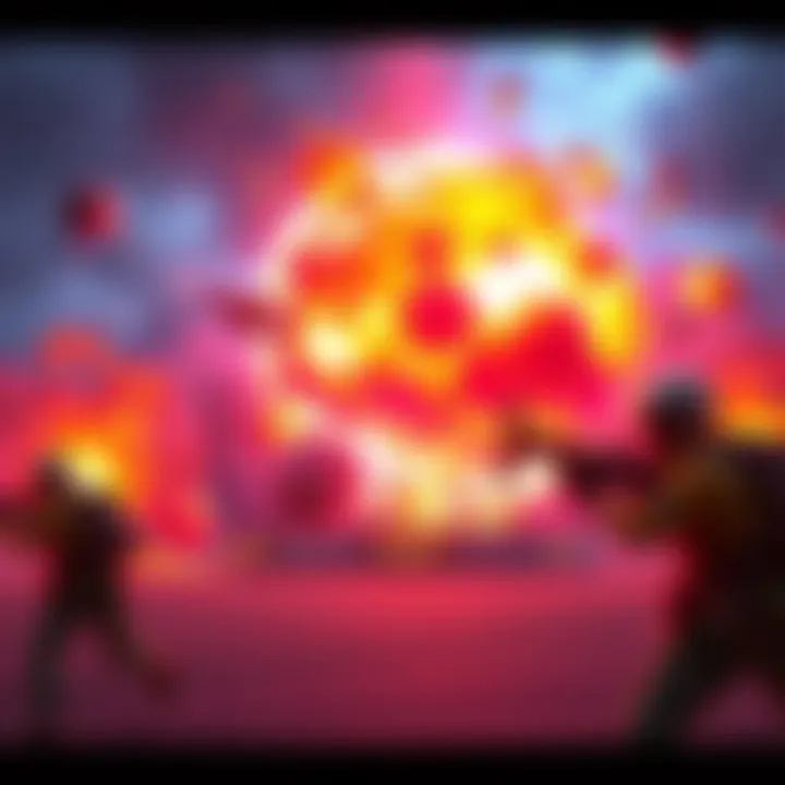 A vivid explosion from a nuke drop in a popular game, showcasing bright colors and dynamic effects that captivate players.